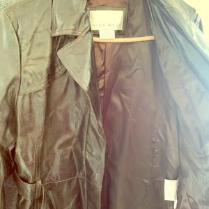 Used:  Nine West - LEATHER TRENCH COAT - sz LG